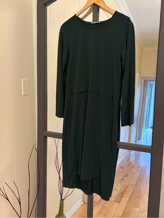 COS Dresses & Skirts - COS Forest Green Long Sleeve Midi Dress Straight Drape